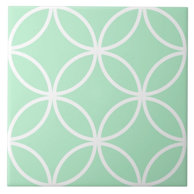 Carreau Motif de feuille de cercle vert et blanc (Devant)