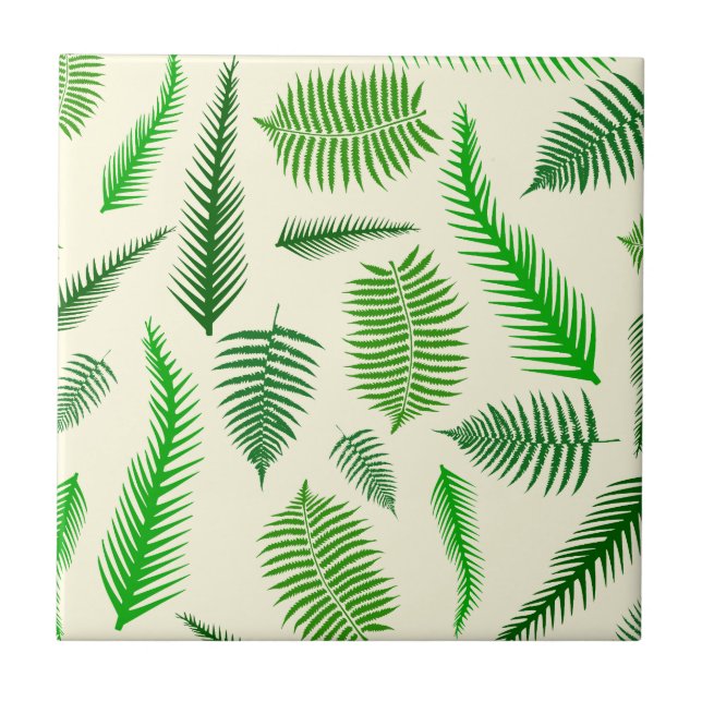 Carreau Motif de feuille de fronde d'usine de fougère (Devant)