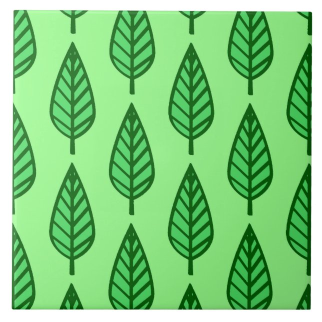 Carreau Motif de feuille de hêtre, nuances de vert (Devant)