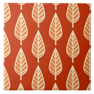 Carreau Motif de feuille de hêtre - Tons de mandarine oran