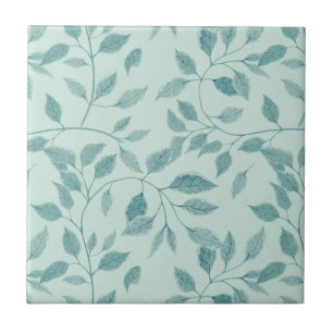 Carreau Motif de feuille turquoise clair