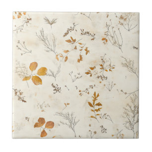 Carreau Motif de feuilles pressées rustique – Botanique d'