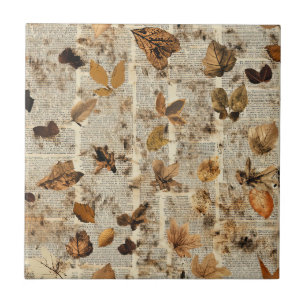 Carreau Motif de feuilles pressées rustique – Botanique d'