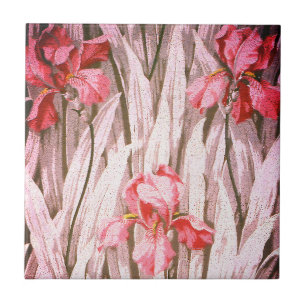 Carreau Motif de fleur d'iris lumineuse vintage jolie