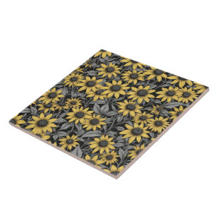 Carreau Motif de fleur Suzanne jaune à oeil noir