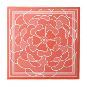 Carreau Motif de fleurs abstraites orange