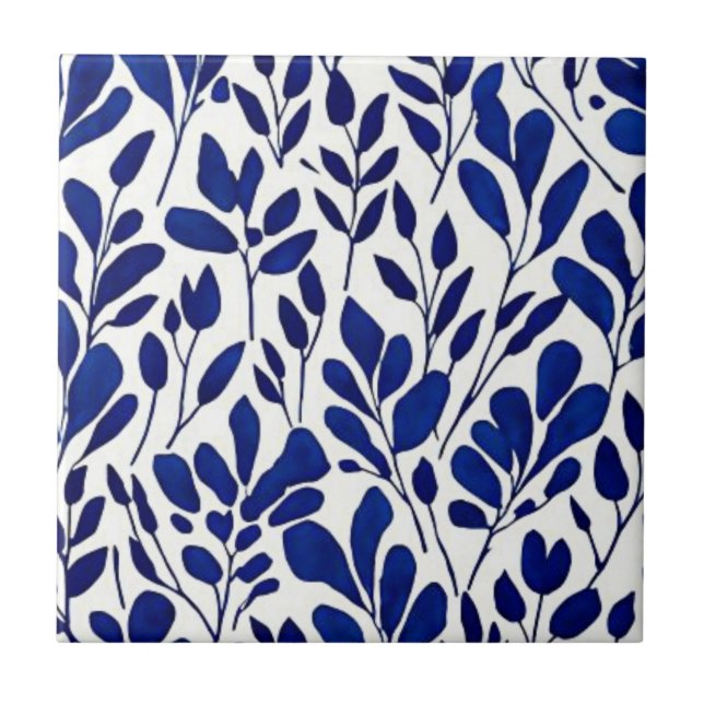Carreau Motif de fleurs bleu marine (Devant)