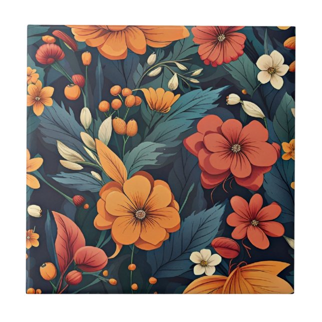 Carreau Motif de fleurs colorées (Devant)