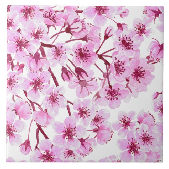 Carreau Motif de fleurs de cerisiers (Devant)