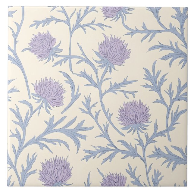 Carreau Motif de fleurs de chardon de lavande (Devant)