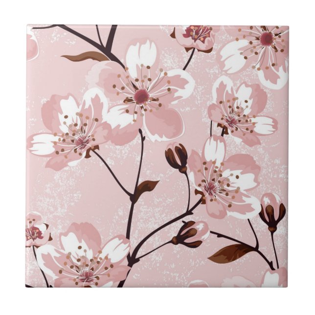 Carreau Motif de fleurs de fleurs de cerisier (Devant)