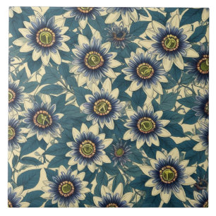 Carreau Motif de fleurs de la passion bleue
