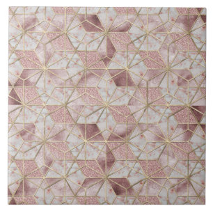 Carreau Motif de fleurs d'étoile géométrique d'or rose mod