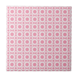 Carreau Motif de fleurs d'étoiles mignonnes rose et blanc