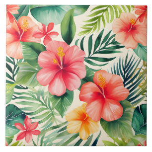 Carreau Motif de fleurs d'hibiscus tropicaux