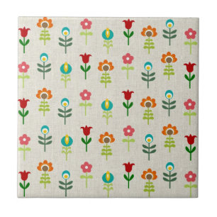 Carreau Motif de fleurs populaires rétro