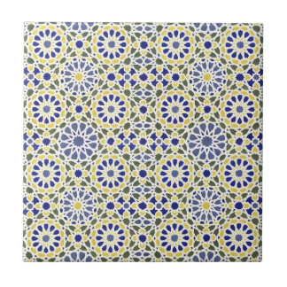 Carreau motif de fleurs vertes et jaunes du moyen-orient