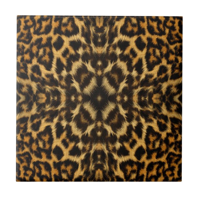 Carreau Motif de fourrure de léopard de kaléidoscope (Devant)