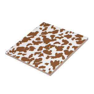 Carreau Motif de fourrure de peau de vache marron et blanc