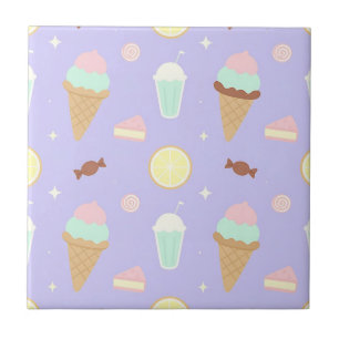 Carreau Motif de friandises de glace Kawaii