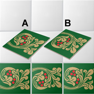 Carreau Motif de frise de vigne de style médiéval B