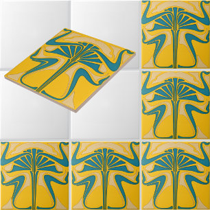 Carreau Motif de frise d'ornement floral Art Nouveau rétro