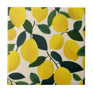 Carreau Motif de fruits d'agrumes Jaunes Citrons Méditerra