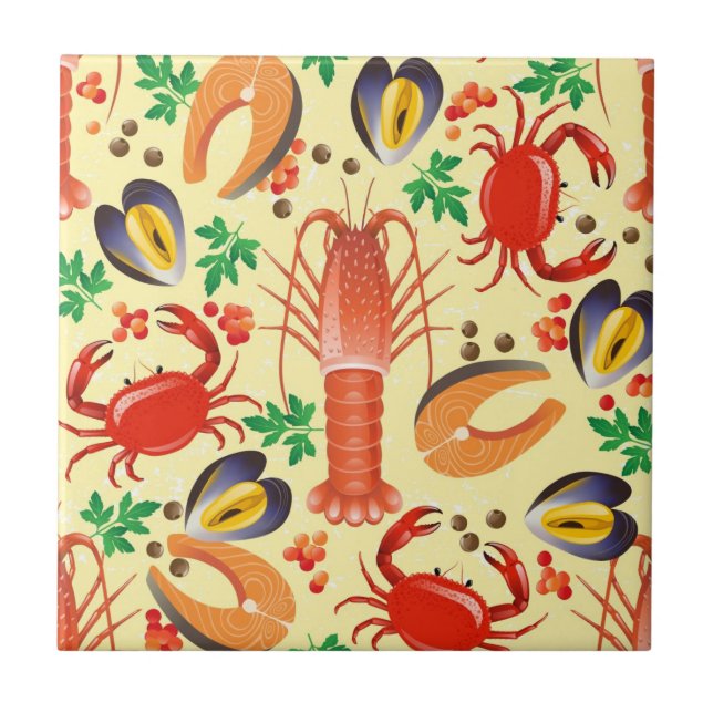 Carreau Motif de fruits de mer (Devant)