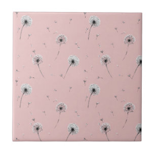Carreau Motif de graine de pissenlit minimaliste rose (2)