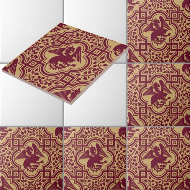 Carreau Motif de Griffin Dragon Germanique Médiéval (Créateur téléchargé)