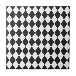Carreau Motif de harlequin de diamant en noir et blanc