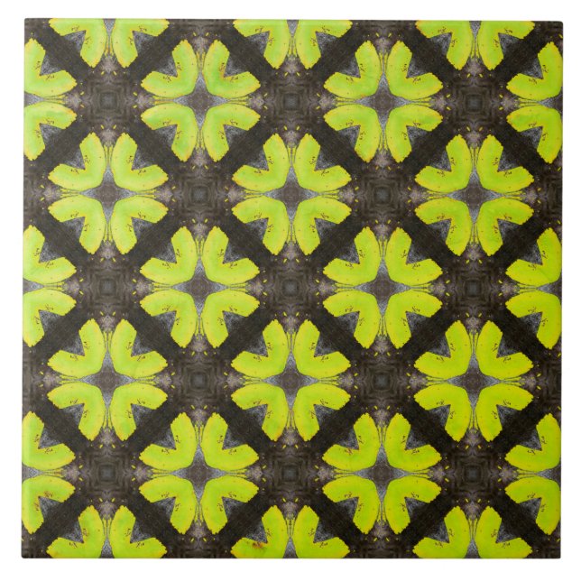 Carreau Motif de Hipster moderne noir et vert de chaux (Devant)