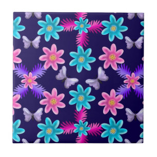 Carreau Motif de jardin papillon pastel Cottagecore