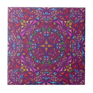 Carreau Motif de kaléidoscope orné violet