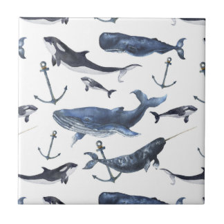 Carreau Motif de la baleine et de la Ancre
