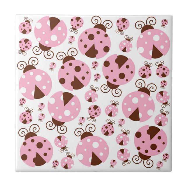 Carreau Motif De Ladybugs, Mignons Ladybugs, Pink Ladybugs (Devant)