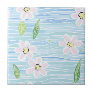 Carreau Motif de ligne florale abstrait moderne (10)