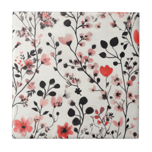 Carreau Motif de lin floral blush rustique (10)