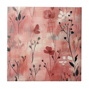 Carreau Motif de lin floral blush rustique (9)