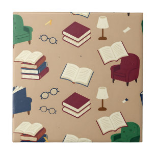 Carreau Motif de livres de coin de lecture cosy