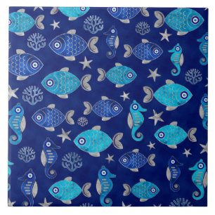 Carreau Motif de l'oeil du poisson et du cheval de mer