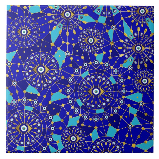 Carreau Motif de l'ornement de charme des yeux malveillant (Devant)