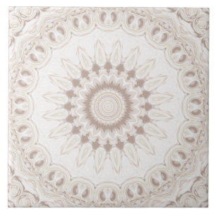 Carreau Motif de mandala beige et crème