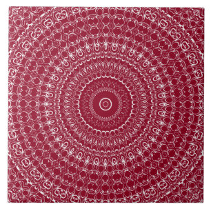 Carreau Motif de mandala complexe bordeaux et blanc