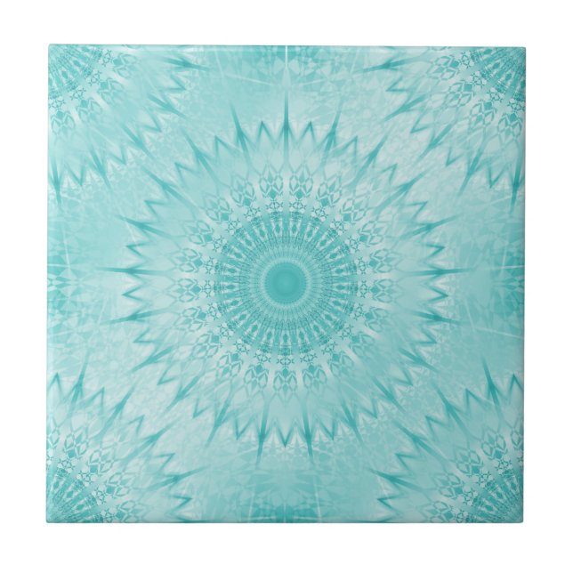 Carreau Motif de mandala en métal turquoise (Devant)