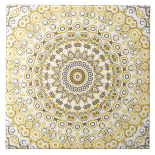 Carreau Motif de mandala jaune doré