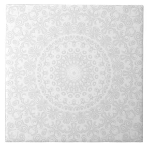 Carreau Motif de mandala minimaliste blanc sur blanc
