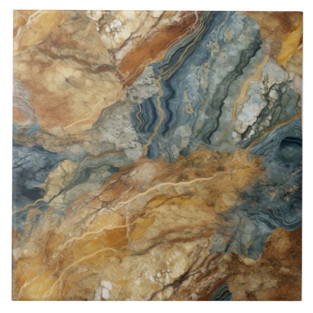 Carreau Motif de marbre de ton terrestre (Devant)