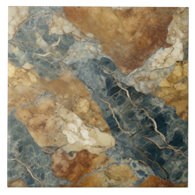 Carreau Motif de marbre de ton terrestre (Devant)