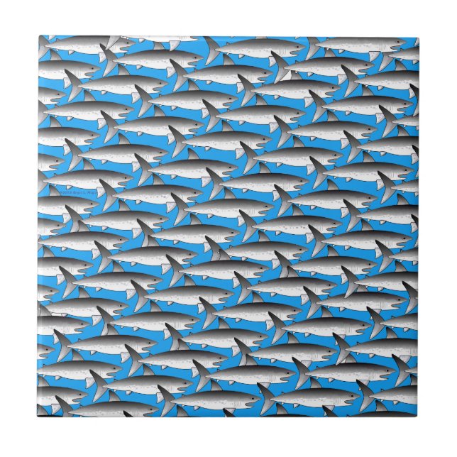 Carreau Motif de Megalodon dans le bleu (Devant)